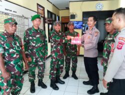 Danramil 2205/Kalapanunggal Kunjungi Polsek Kalapanunggal, Ucapkan Selamat HUT Bhayangkara ke 78