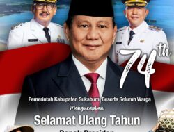 PEMERINTAH KABUPATEN SUKABUMI BESERTA MASYARAKAT KABUPATEN SUKABUMI MENGUCAPKAN SELAMAT ULANG TAHUN BAPAK PRESIDEN H.PRABOWO SUBIANTO  74 Tahun  17 Oktober 1951 – 17 Oktober 2025