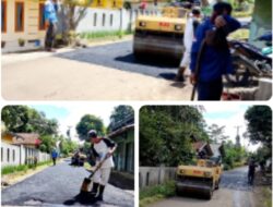 Hari Kedua, Perbaikan Jalan Desa di Tenjolaut Sukabumi Dilanjutkan dengan Sandsheet