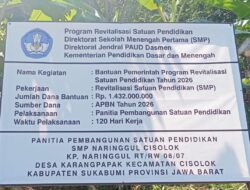 Dapatkan Kucuran APBN Rp1,4 Miliar, SMP Naringgul Mulai Revitalisasi Ruang Kelas dan Perpustakaan