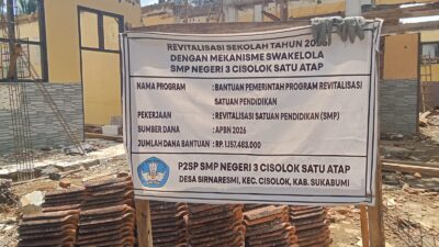 Dugaan Proyek Asal-Asalan, Revitalisasi SMPN 3 Cimapag Senilai Rp 1,1 Miliar Disinyalir Kurangi Spek Besi