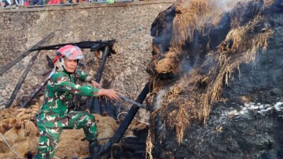 Kebakaran Kasepuhan Cipta Mulya, Kodim 0622/Kab. Sukabumi Tembus Medan Terjal Kirim Armada Pemadam dan Evakuasi Warga